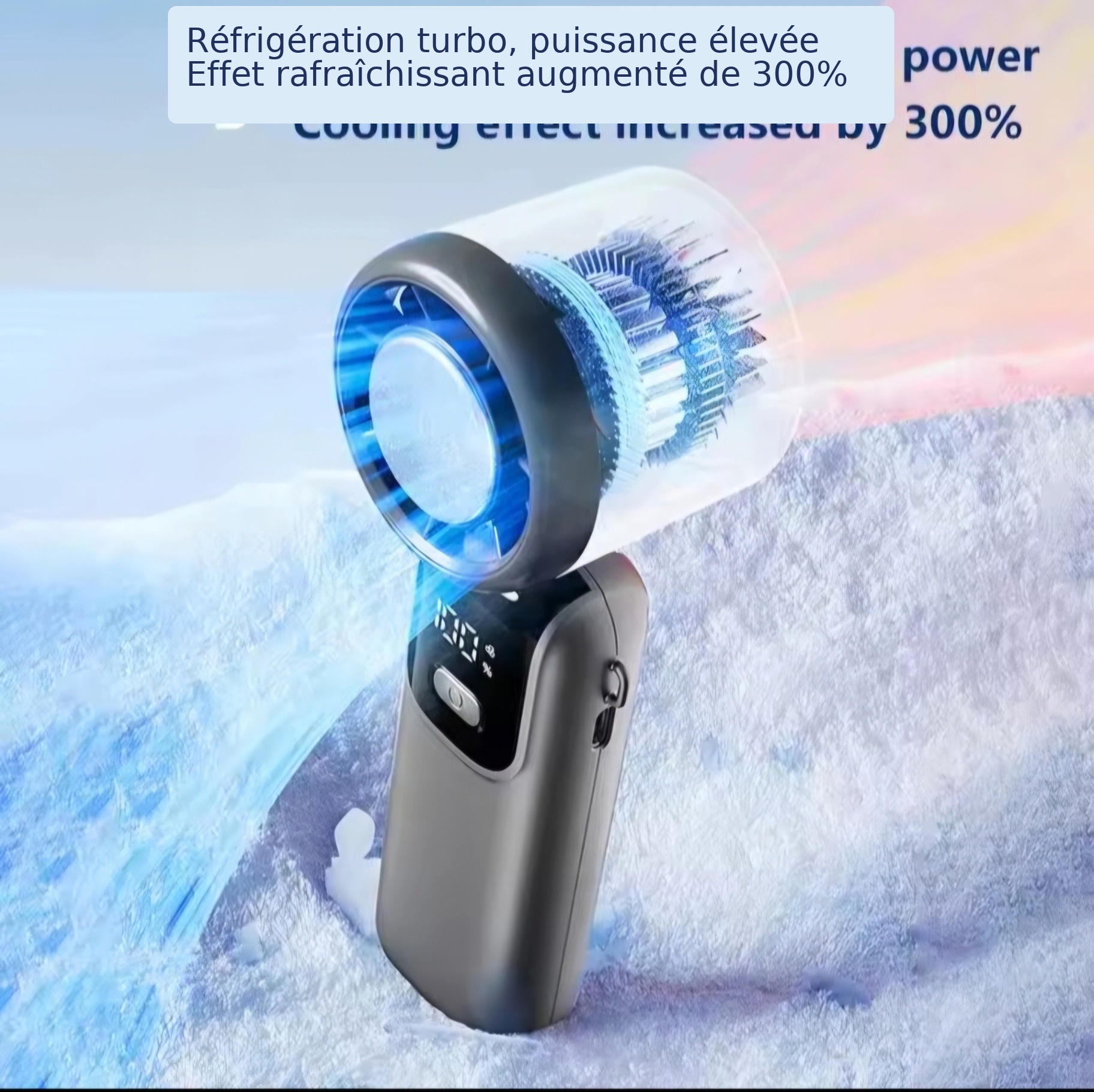 Ventilateur portable Lenovo Ice Cooling en mode turbo avec effet rafraîchissant renforcé
